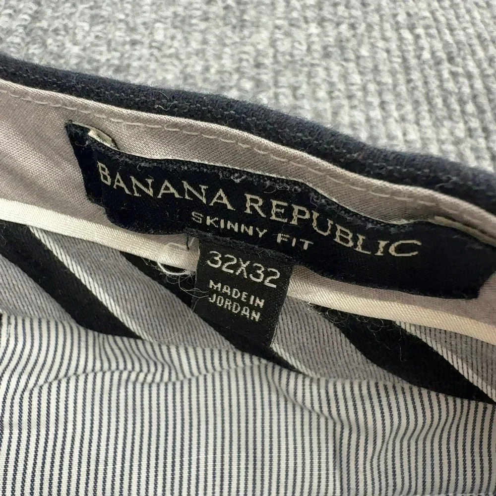 Banana Republic Dress Pants Mens 32x32 Navy Blue Wool Blend Pinstripe Skinny Fit